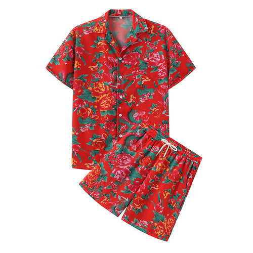 Summer set for women with floral short sleeve shirt and shorts Lune London