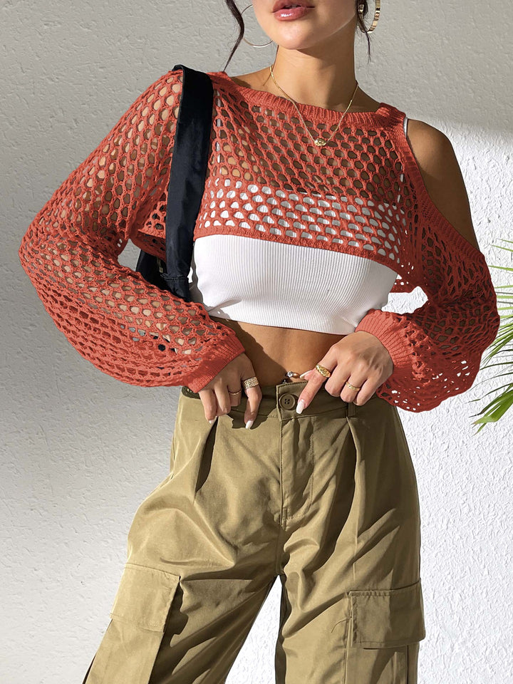 Ladies Open Knit Crop Top Lune London
