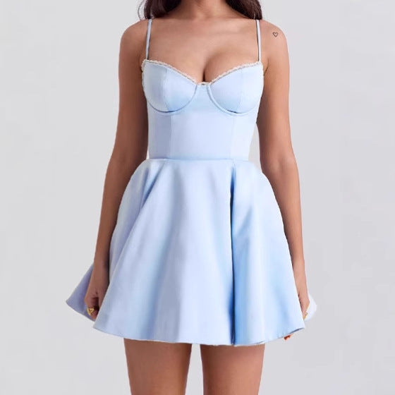Playful A-line dress for women with lace bustier and adjustable straps Chic and Style