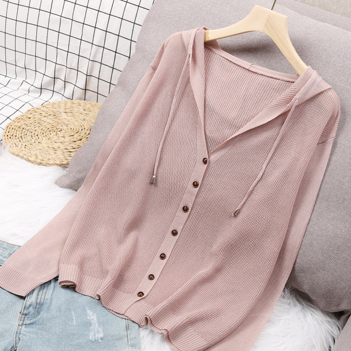 Lady cardigan with hood and elegant wooden buttons Lune London