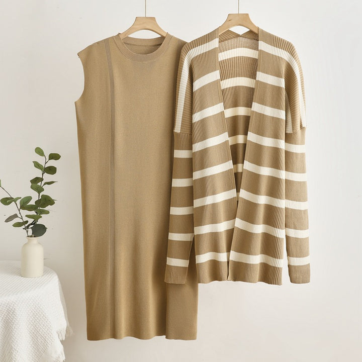 Elegant and modular knit dress for women with a casual cardigan Lune London