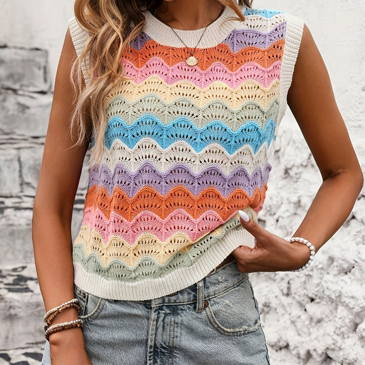 Haut en tricot pour femme avec motif en vagues Chic & Stil