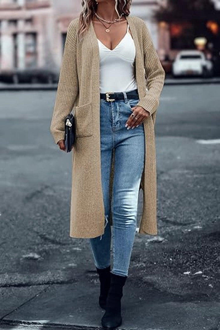 Women's Knit Coat with Long Sleeves and Practical Pockets Lune London
