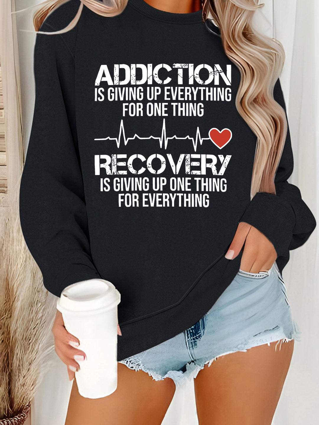 Sweatshirt pour femmes avec impression inspirante et coupe décontractée Chic & Stil