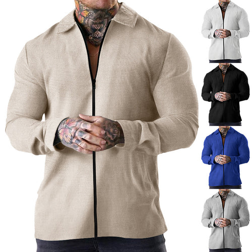 Long sleeve shirt for men with zipper and structured material Lune London