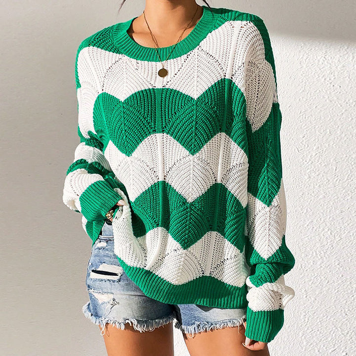 Pull en tricot pour femmes avec motif ondulé et coupe ample Chic & Stil