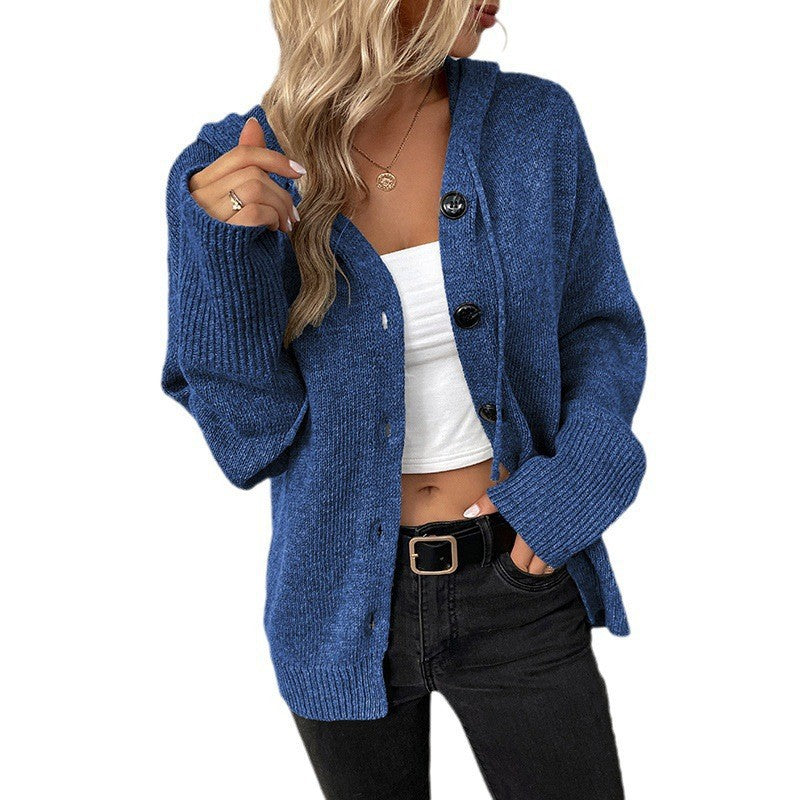 Women Fashion Cardigan with Hood and Practical Button Details Lune London