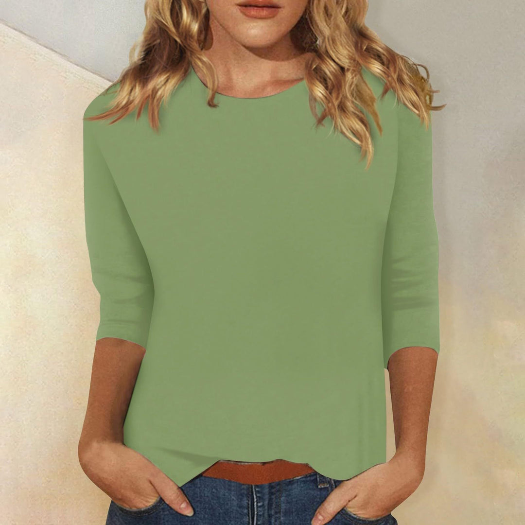 Women's Casual Top with 3/4 Sleeves and Round Neck Lune London