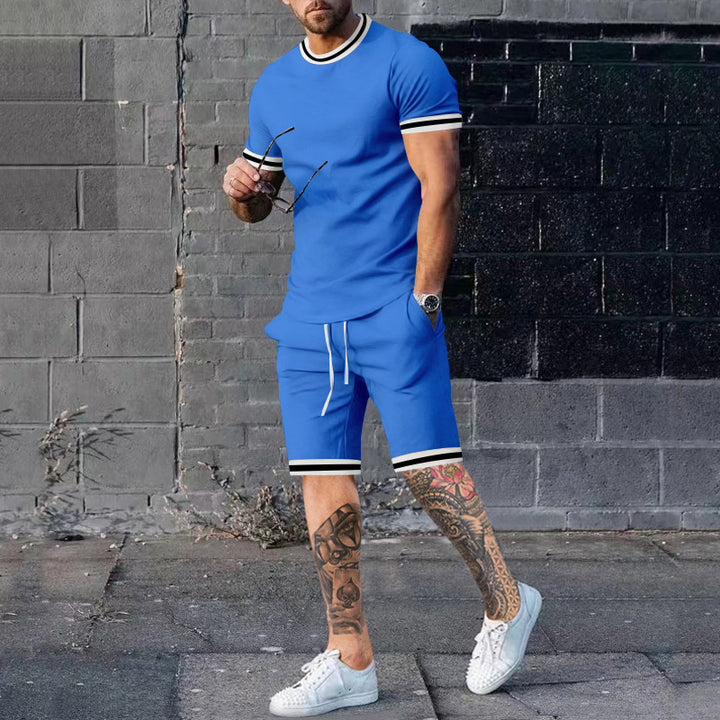 Men Short Sleeve Sport Set with Contrast Stripes Lune London