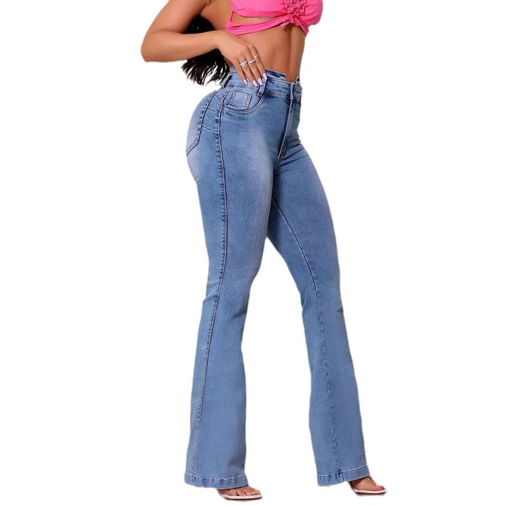 Jeans évasés pour femmes avec taille haute et élégants bords frangés Chic & Stil