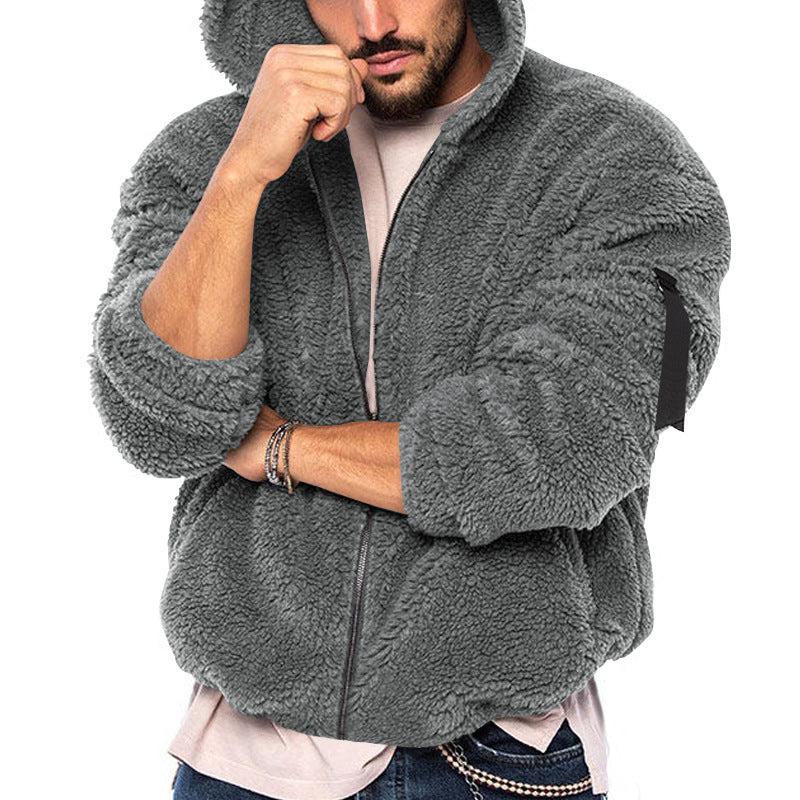 Men's Comfortable Fleece Jacket with Hood and Zipper Lune London