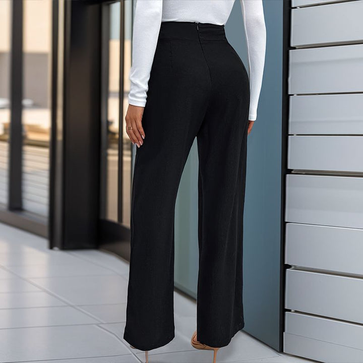 Lune London | Women Elegant High-Waist Pants with Stylish Belt Detail