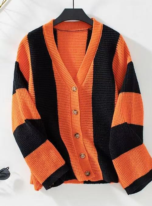Ladies stylish cardigan with wide block stripes Lune London