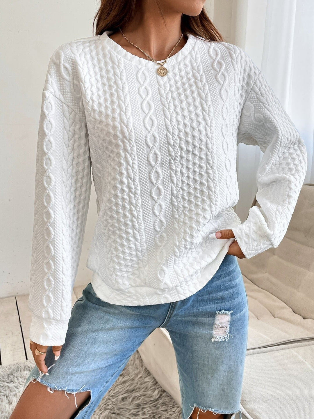 Knitted sweater for women with a textured surface and a casual fit Lune London