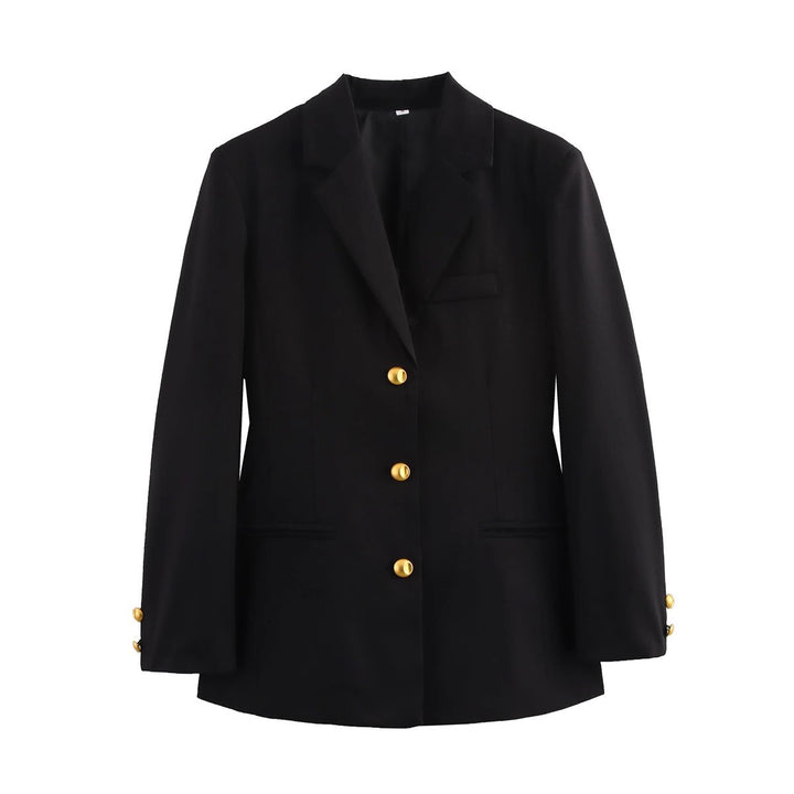 Plaid blazer for women with gold button details Lune London