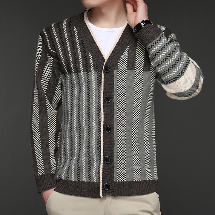 Cardigan jacket fashion for men with V-neck and elegant structured design Lune London