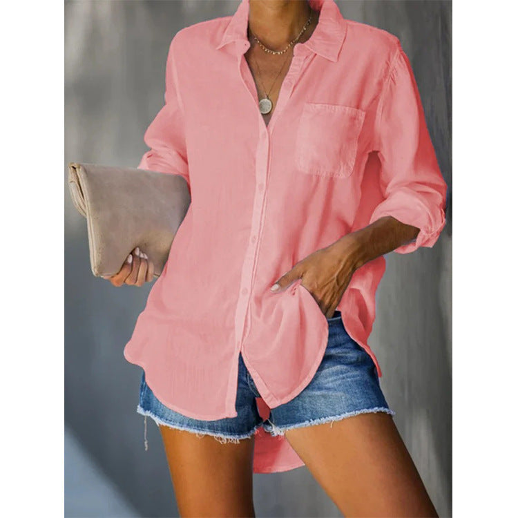 Casual blouse for women with a relaxed fit and practical chest pockets Lune London