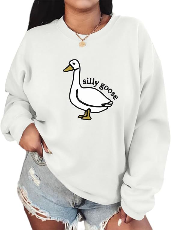 Sweatshirt pour femme avec motif de canard ludique et coupe décontractée Chic & Stil