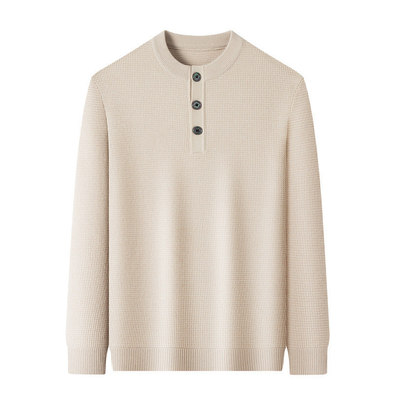 Warm knitted sweater for men with button placket Lune London