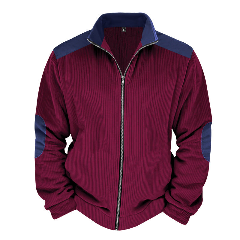 Sporty zip-up jacket for men with ribbed structure and contrasting sleeves Lune London