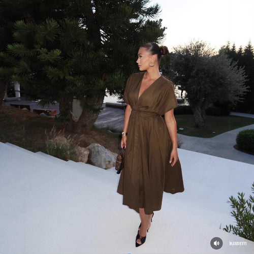 Midi dress for women with an elegant wrap effect and a flowy cut Lune London