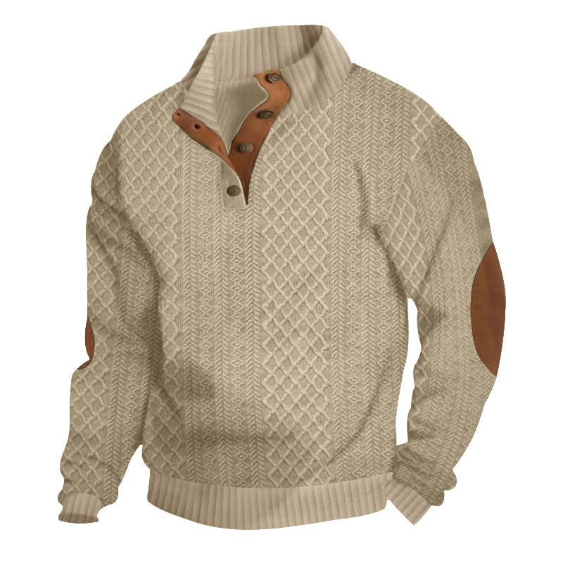 Sweatshirt for men with structured knitted pattern and leather details Lune London