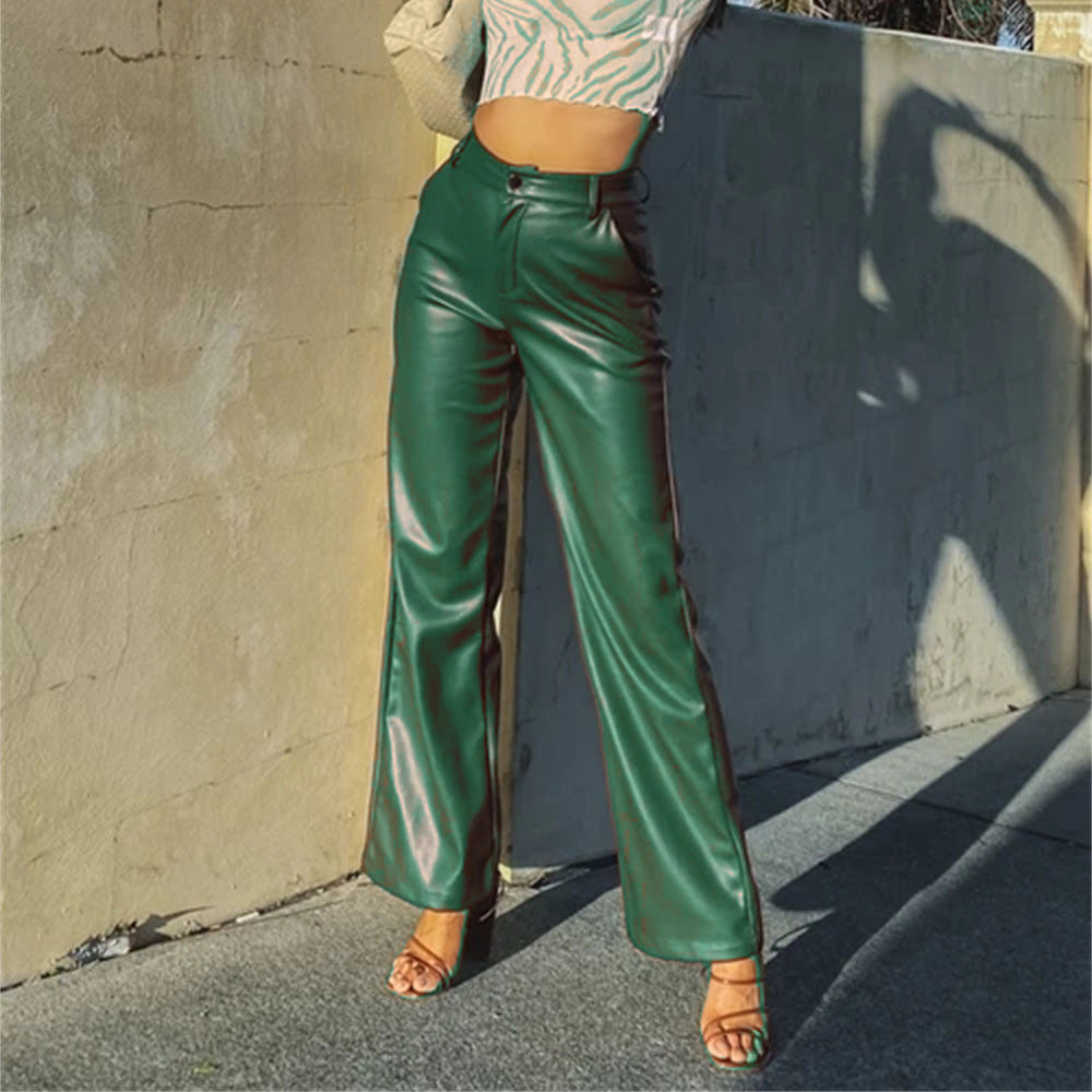 Faux leather trousers for women, with wide legs and a chic elegant fit Lune London