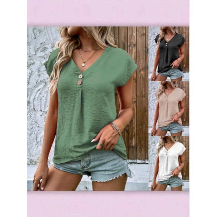 Ladies trendy V-neck sweater with button details Lune London