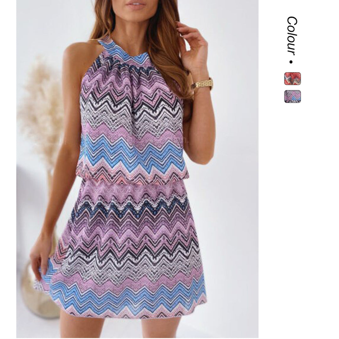 Women's Halter Mini Dress with Zigzag Pattern and Airy Fit Lune London