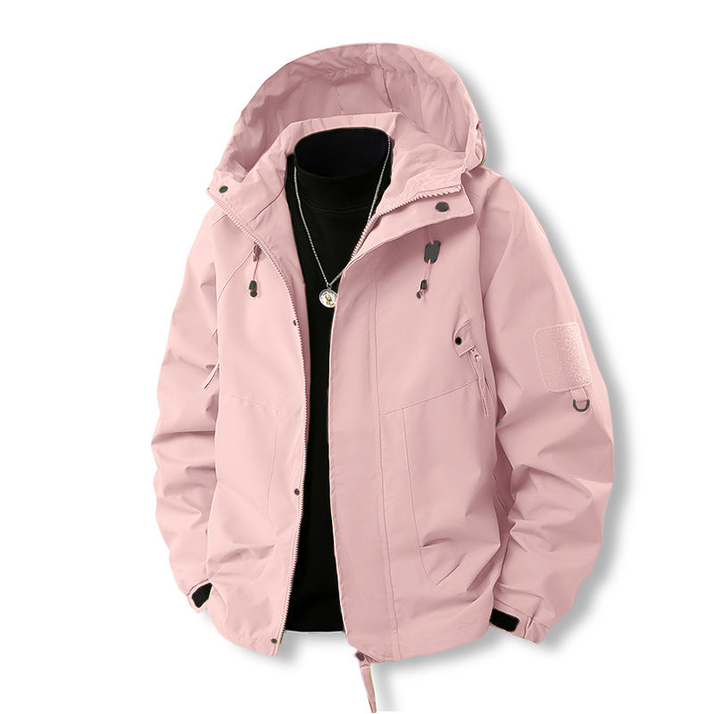 Functional outdoor jacket for men with adjustable hood and practical pockets Lune London