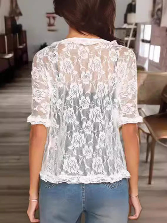 Women Flowers Lace Cardigan Lune London