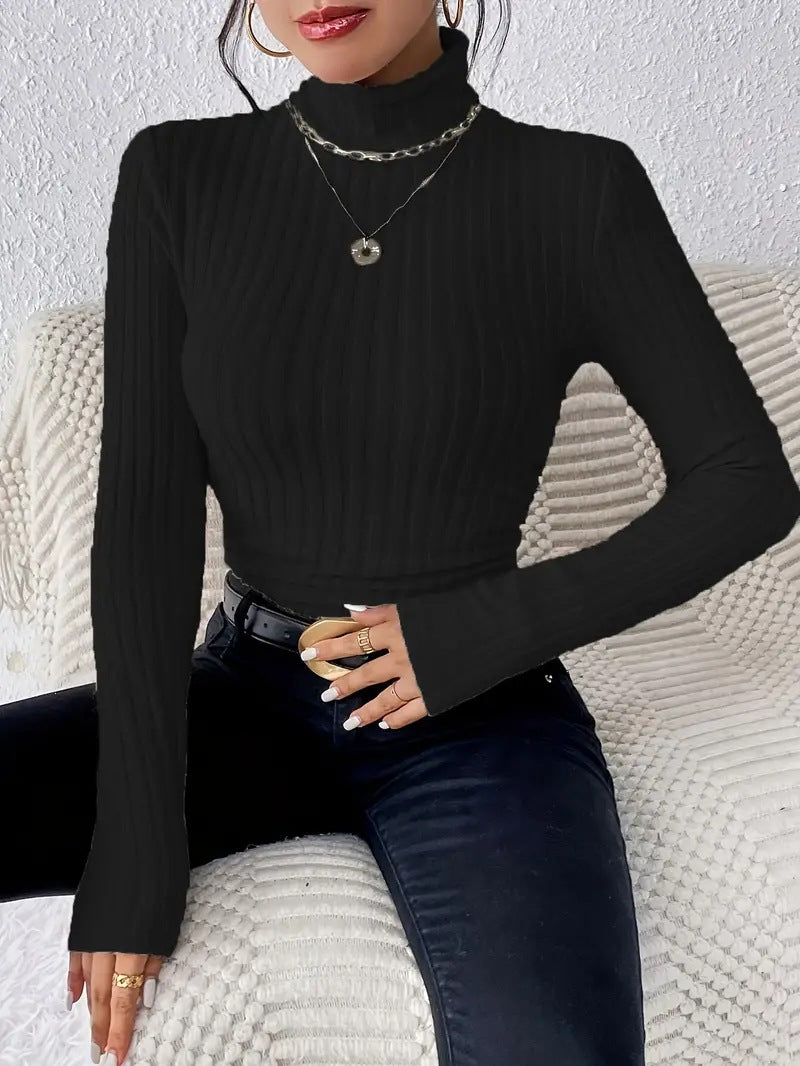 Lune London women's long sleeve ribbed turtleneck sweater