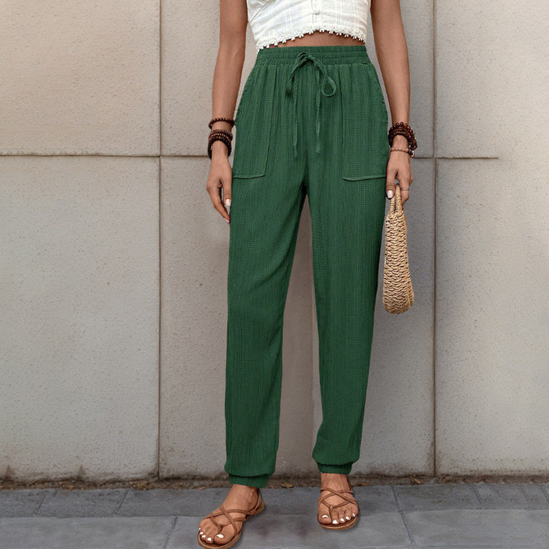 Casual women's pants with a relaxed fit and adjustable drawstring Lune London