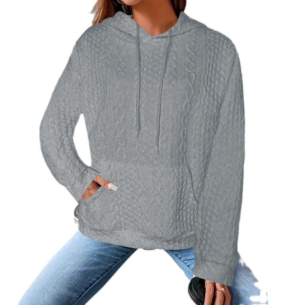 Women Cozy knit hoodie with embossed pattern details Lune London