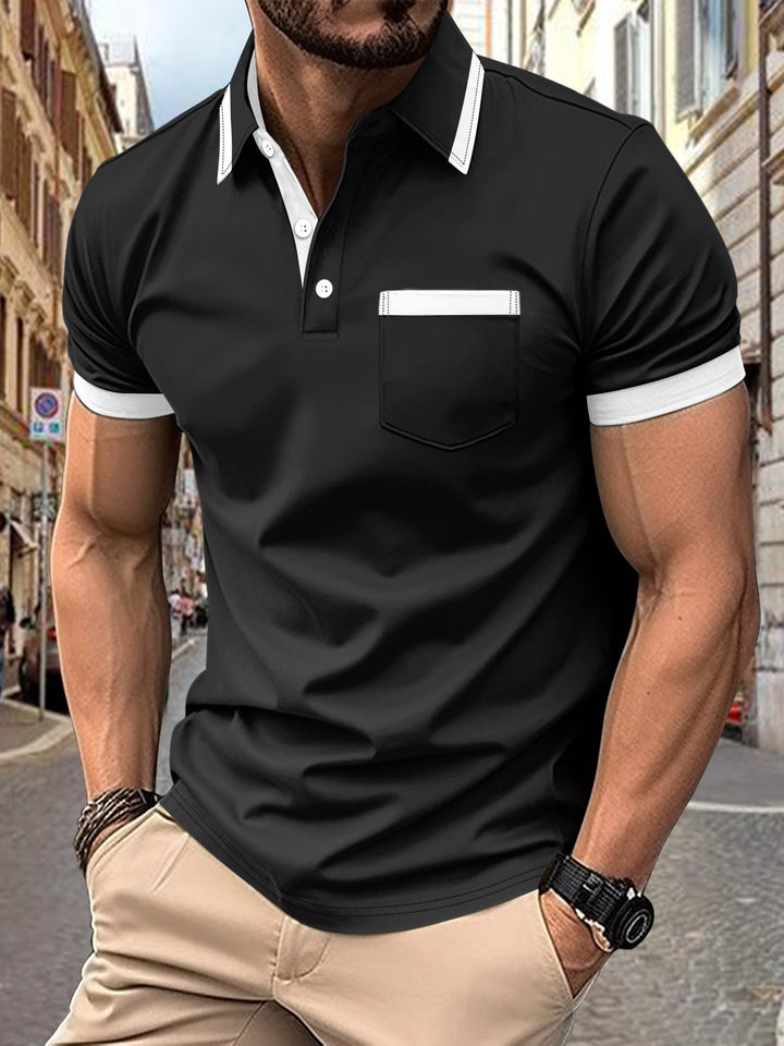 Men's modern polo with contrast collar Lune London
