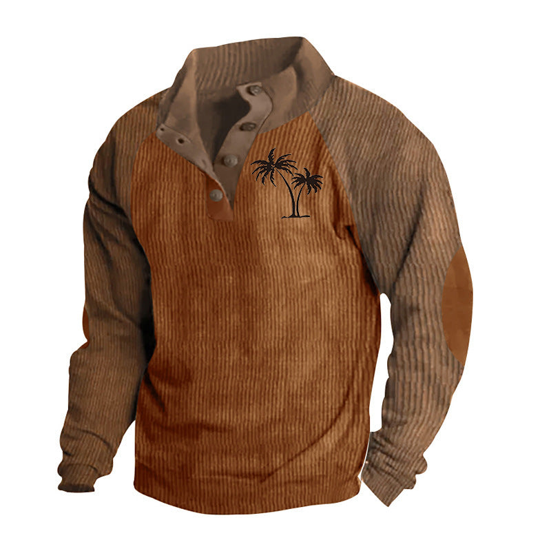 Casual men's sweater with trendy high collar and contrasting sleeve structures Lune London