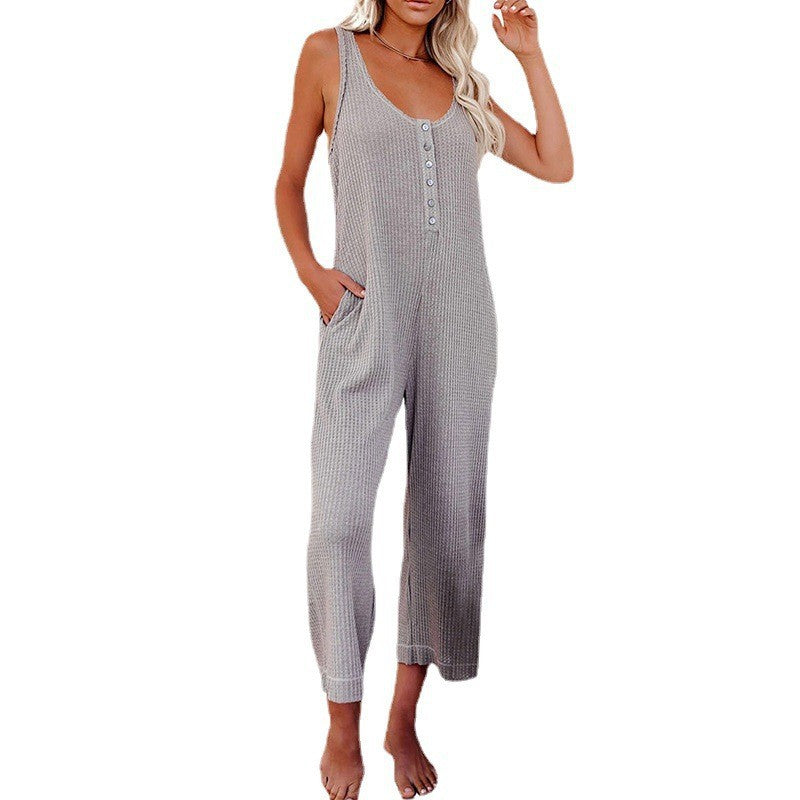 Ladies' jumpsuit with button placket and pockets Lune London