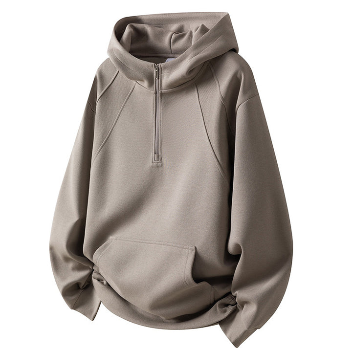 Men's Sporty Fleece Hoodie with Half Zip Lune London