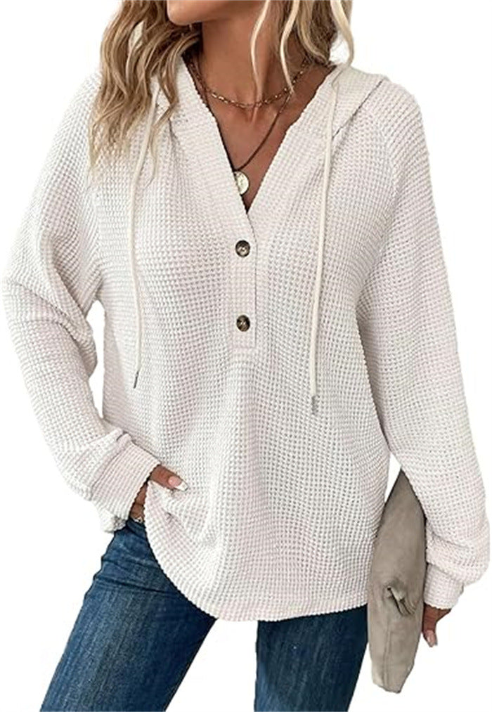 Ladies hooded sweatshirt in waffle texture Lune London