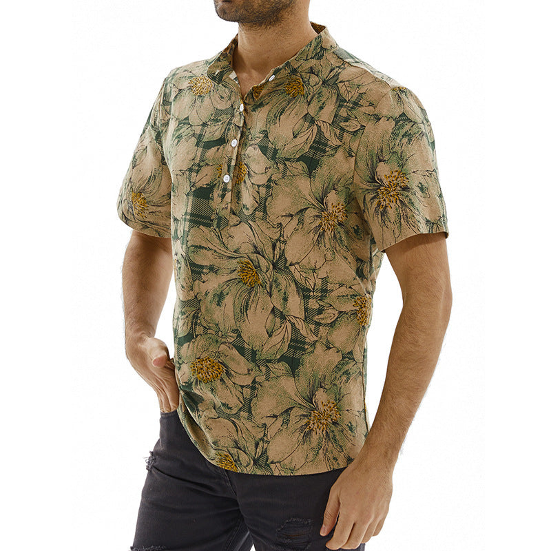 Short-sleeve shirt for men with floral pattern and modern fit Lune London