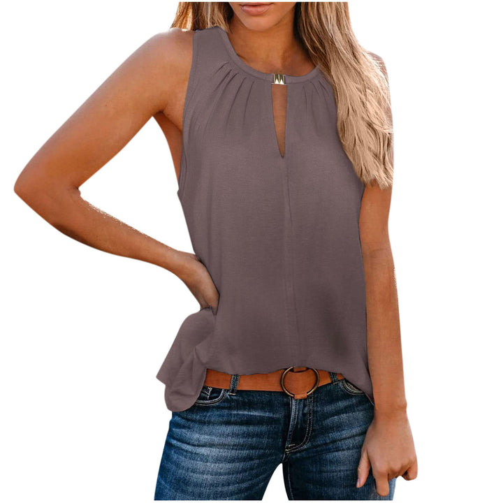Elegant sleeveless dress for women with decorative neckline and pleats Lune London