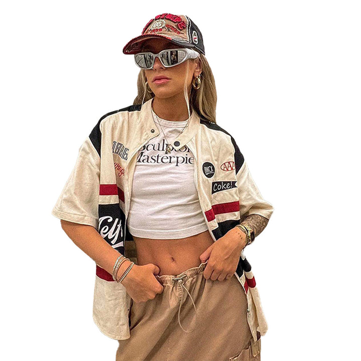 Casual vintage women's jacket with remarkable logo prints Lune London