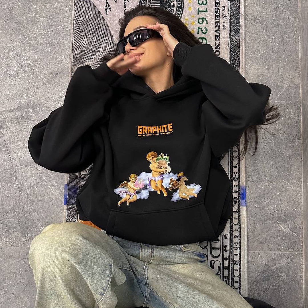 Oversized hoodie for women with creative print and relaxed cut Lune London