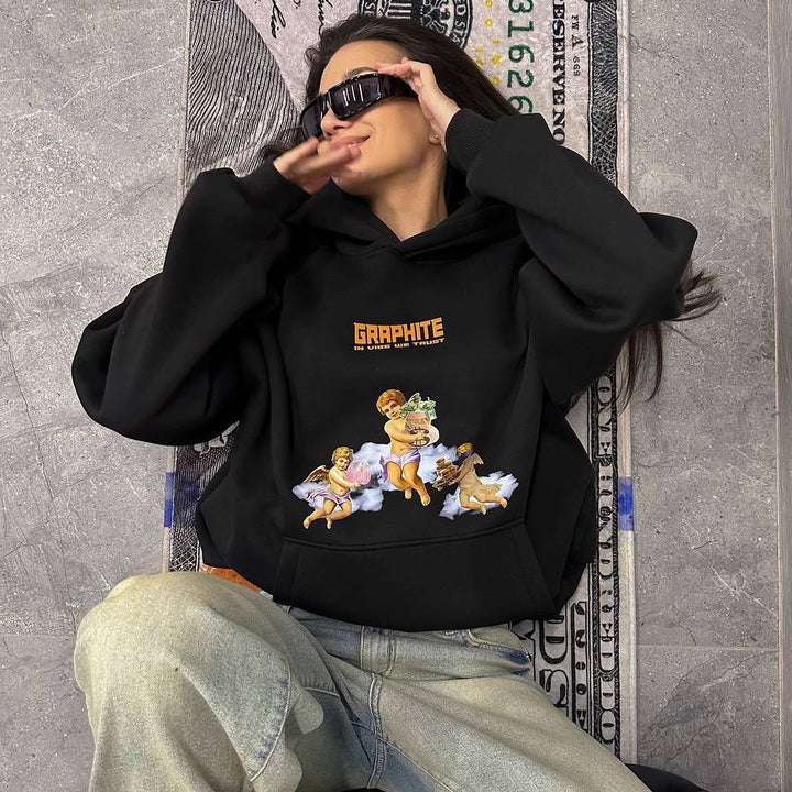 Oversized hoodie for women with creative print and relaxed cut Lune London