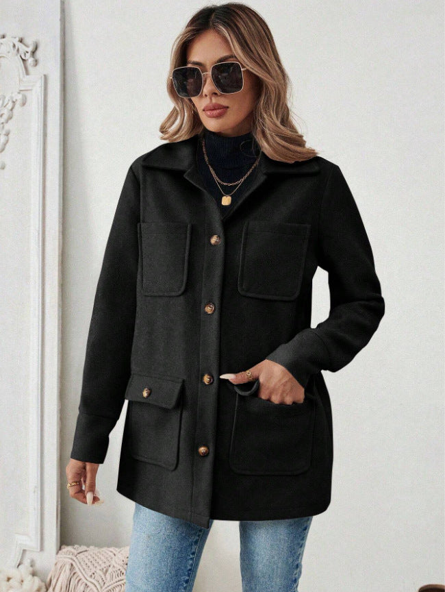 Fashion jacket for women with practical flap pockets and stylish button details Lune London