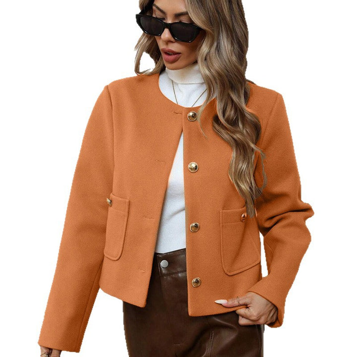 Elegant and warm women's chic and style blazer jacket