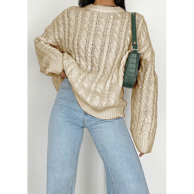 Chunky knit sweater for women with a refined twisted pattern in soft material Lune London