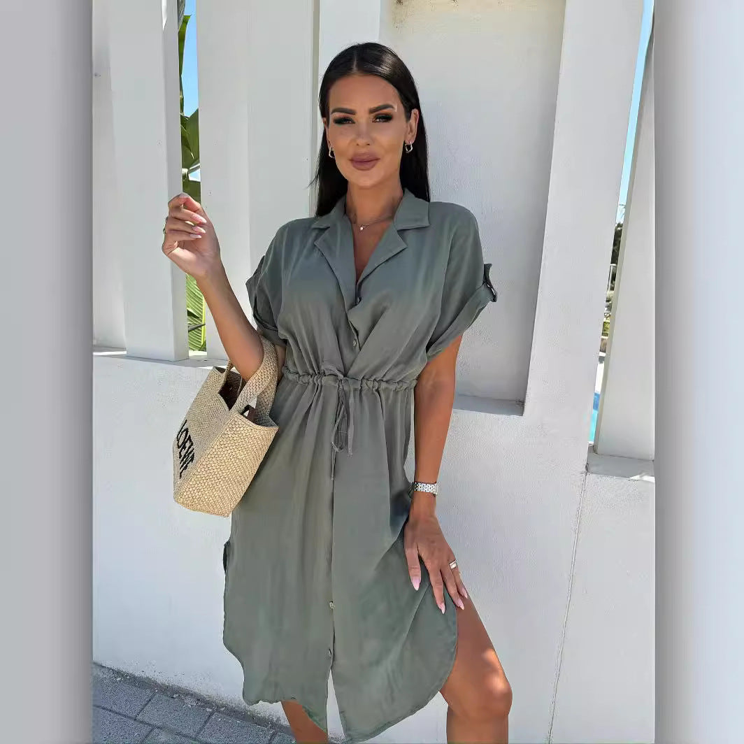 Short sleeve dress for women with belt at the waist Lune London