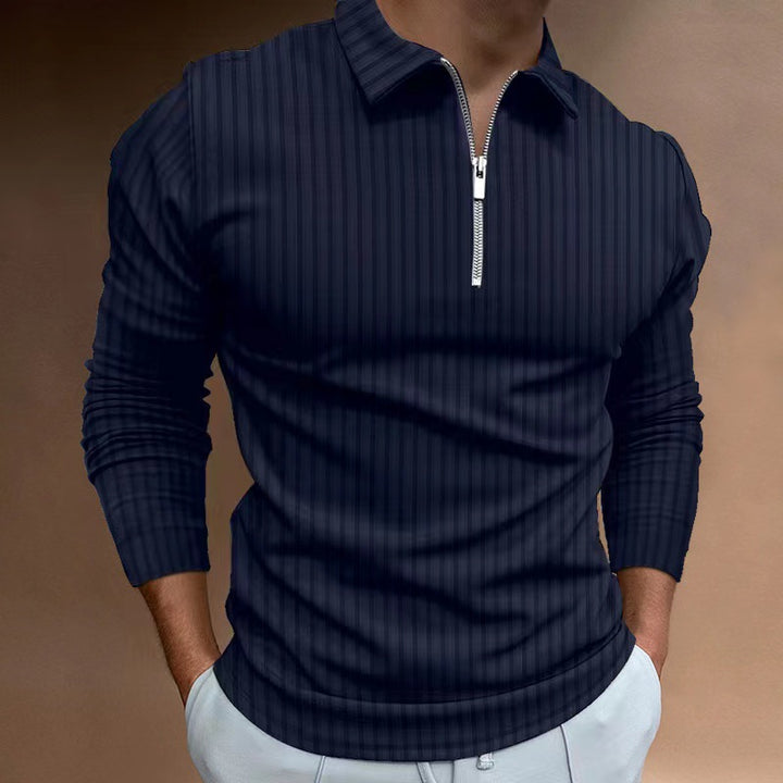 Men's long sleeve polo with trendy zip closure Lune London