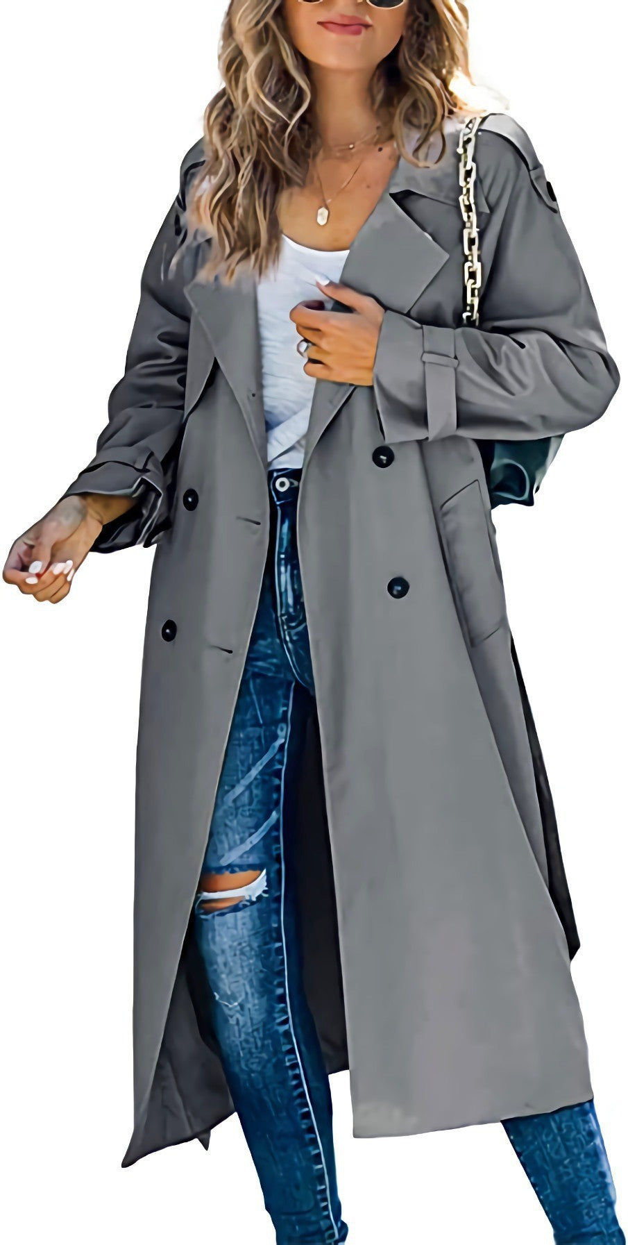 Ladies Elegant oversized trench coat with belted waist Chic and Style